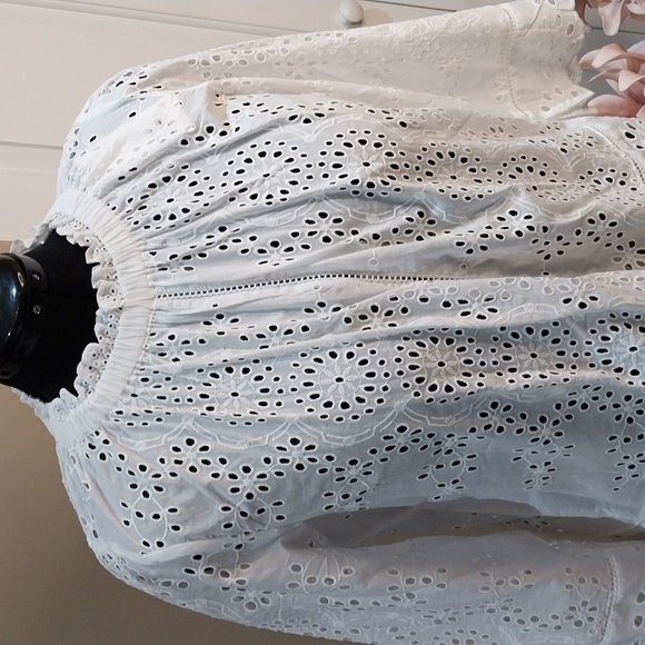 Nwt 1x JEnifer & Grace Chic White Eyelet Women's Blouse Lace - Picture 5 of 13
